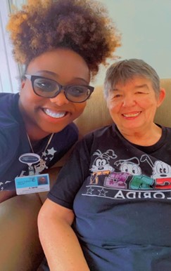 two women smiling